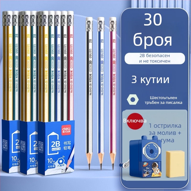 Deli кръгъл дървен молив 2B за детска градина