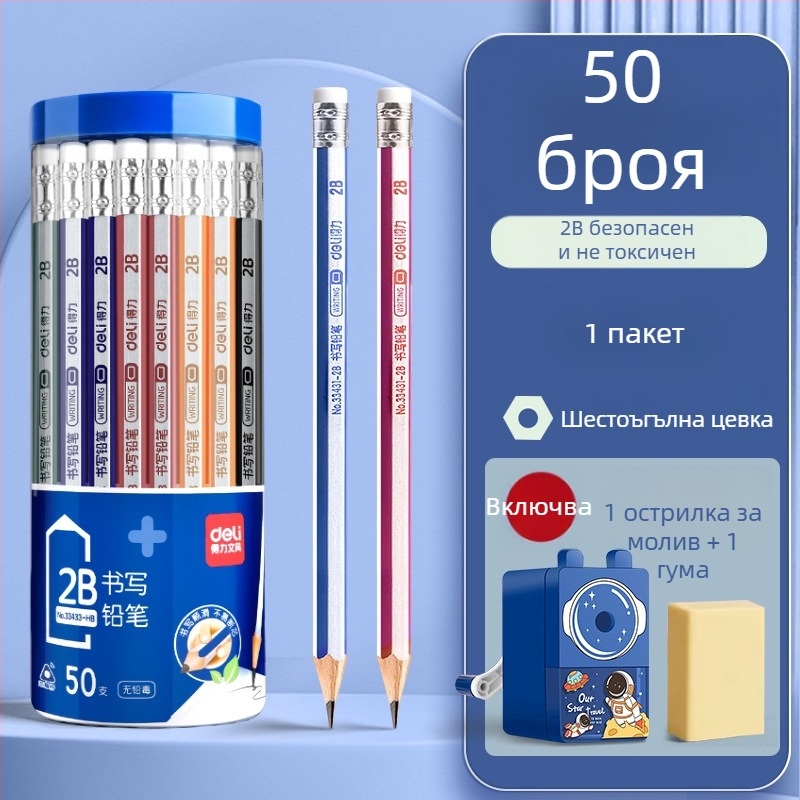 Deli кръгъл дървен молив 2B за детска градина