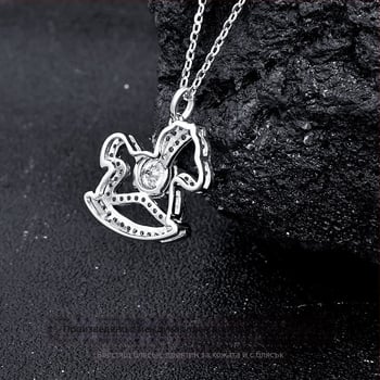 Огърлица зодия Кон от 925 сребро, позлата, Moissanite камък, многослоен дизайн, О-образна верига, за жени