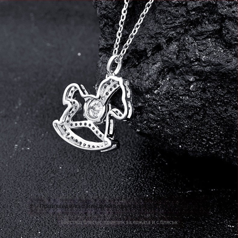 Огърлица зодия Кон от 925 сребро, позлата, Moissanite камък, многослоен дизайн, О-образна верига, за жени