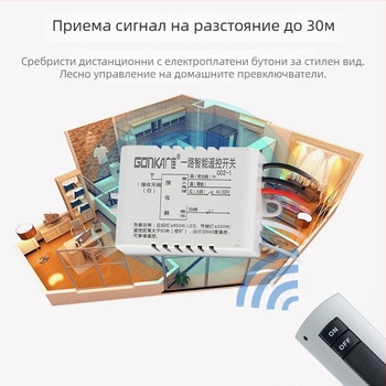 Gonka Guangjia 1-канален безжичен дистанционен превключвател, класически прост компактен дизайн, работна температура до 85°C; приложение: различни осветителни системи, експозиционни зали и коридори; материален номер: JL-C02-1 road
