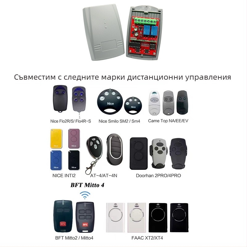 Безжичен релейен превключвател с двупосочен въртящ се код за гаражни врати, 433 MHz, DC9V-24V