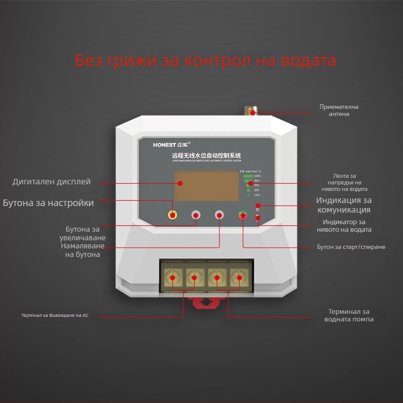 Безжичен дистанционен превключвател за 380V водна помпа с трифазен мощен мотор — интелигентно управление за автоматичен контрол на нивото на водата