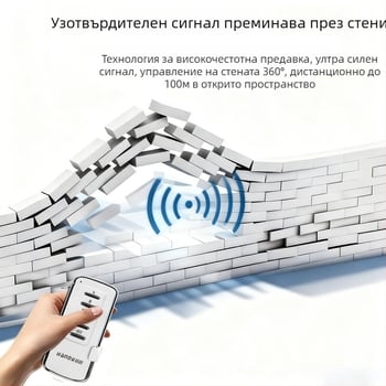 Двупосочен дигитален сегментен превключвател за осветление с дистанционно управление, обхват 20–30 м, работна температура -10 до 85 °C, 3C сертифициран (сертификат № 2016010202911861)