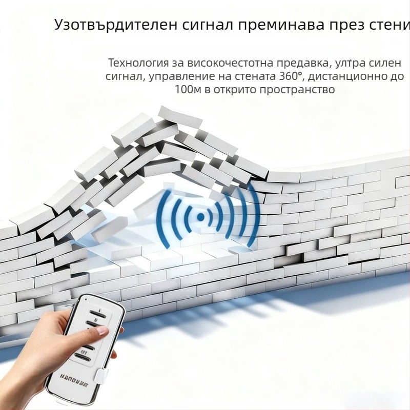 Двупосочен дигитален сегментен превключвател за осветление с дистанционно управление, обхват 20–30 м, работна температура -10 до 85 °C, 3C сертифициран (сертификат № 2016010202911861)