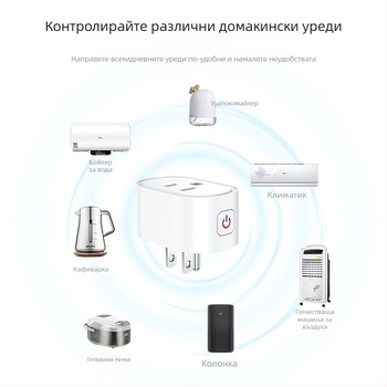 Смарт мини WiFi контактна розетка 16A с измерване на консумацията, Alexa дистанционно управление, 110-240V диапазон, FCC сертифициран