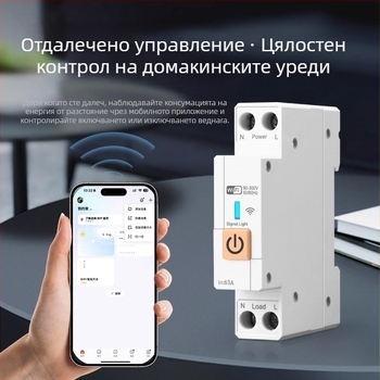 WiFi контролен превключвател с дистанционно безжично управление, монтаж 118×72 мм, ABS панел, AC220-240V, 5A