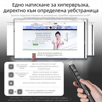 Bias Bi19 лазерна писалка за обръщане на страници с лазерен указател