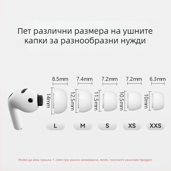 AirPods Pro 3 силиконови ушни капси – заместващи капси за слушалки, 30% шумозаглушаване, шумоизолация, подобряване на качеството на звука, миещи се