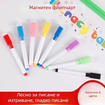Xiaguang комплект аксесоари за бяла дъска – 8 цветни маркери, 2 магнитни пирона, 2 куки, 1 гумичка за изтриване; едностранен метален панел