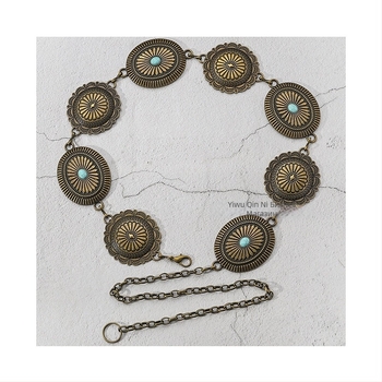 Верига за талия за жени, цинков сплав, ресни, винтидж стил all-match, дължина 105–110 cm, ширина 2.3–5.2 cm