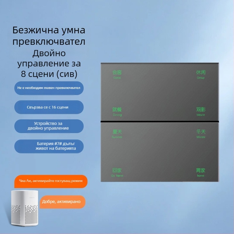 Умен безжичен превключвател, Bluetooth Mesh, свързан с приложението Mijia, двойно управление, без нужда от окабеляване