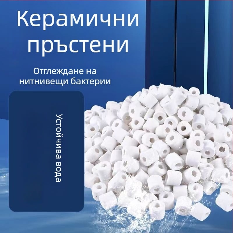 Аквариумен филтър материал: керамични и стъклени пръстени за биологично нитрифициране