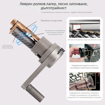 Femili острилка за моливи в стил антично изкуство за деца и ученици, ръчно задвижване, пластмасов корпус, тегло 422 г