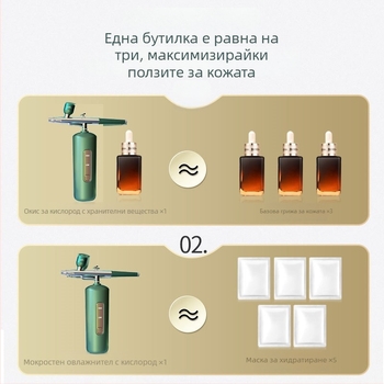 Хидратиращ спрей за лице с инжектиране на кислород, ръчно преносимо устройство за почистване на пори, вградена батерия 300–500 mAh, студен спрей, втори режим