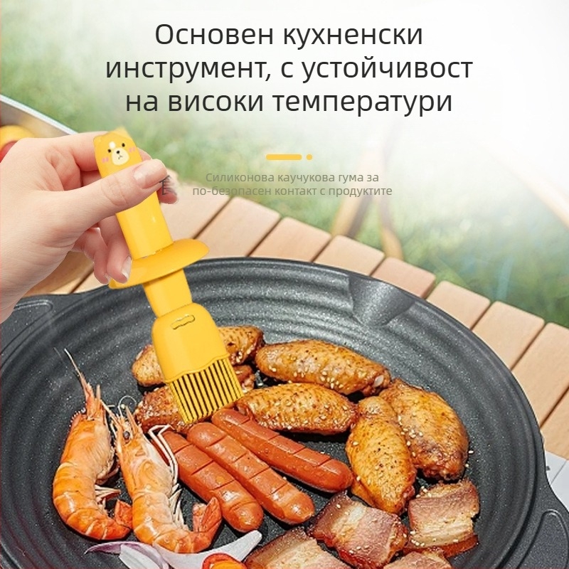 Барбекю силиконова четка с интегрирана бутилка за масло, устойчива на високи температури, хранителен клас кухненски инструмент