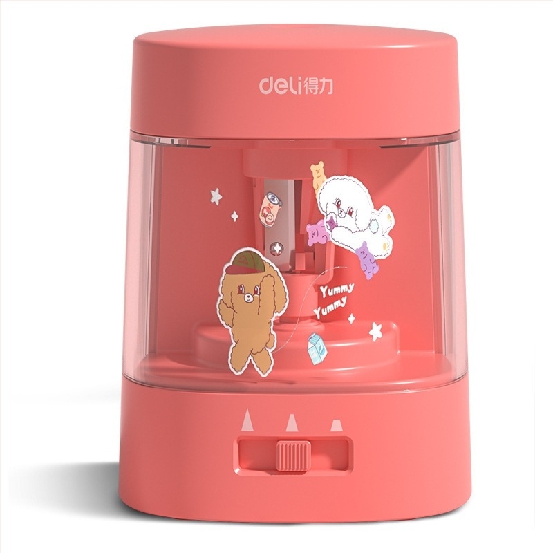 Електрическа автоматична острилка за моливи, Deli, модел 68665686706866968658a, пластмасов корпус, три скорости: груба/средна/фина