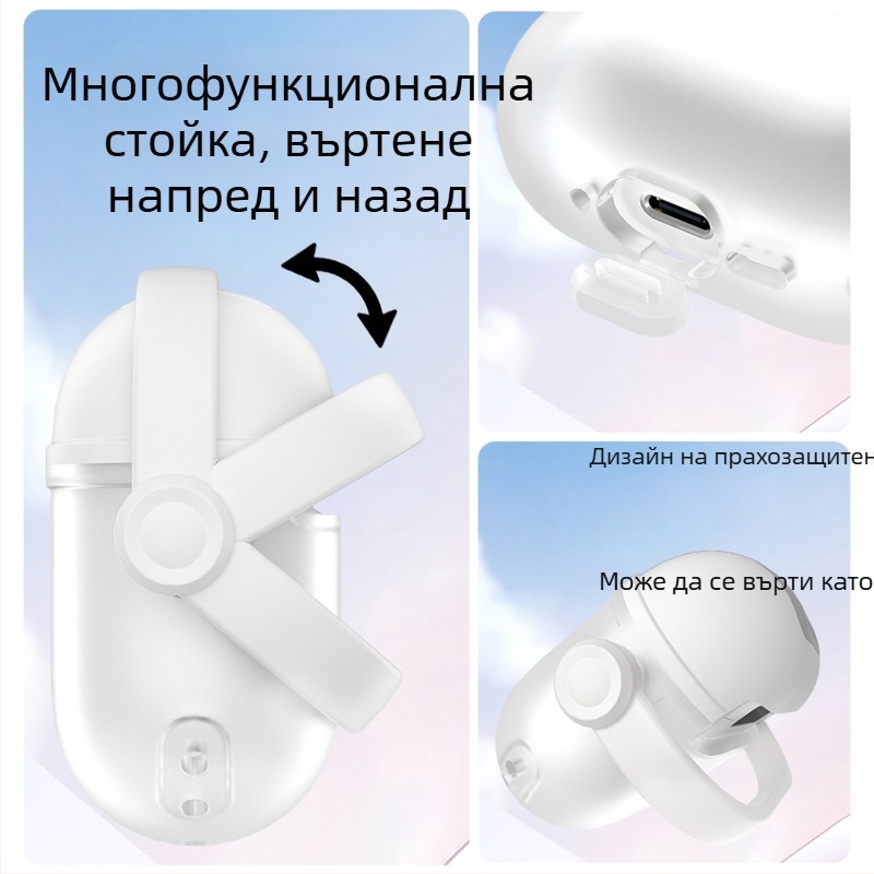 Калъф за AirPods 4 / Pro, силиконов, полупрозрачен мозаичен дизайн, пълно покритие, капак с флип и подставка.