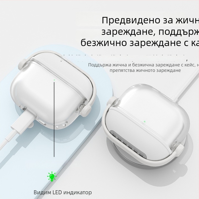 Калъф за AirPods 4 / Pro, силиконов, полупрозрачен мозаичен дизайн, пълно покритие, капак с флип и подставка.