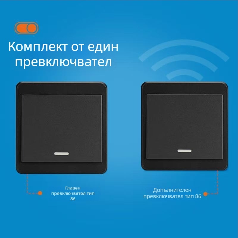 Безжичен дистанционен превключвател за осветление 220V, двойно управление, самозалепващ панел (без окабеляване)