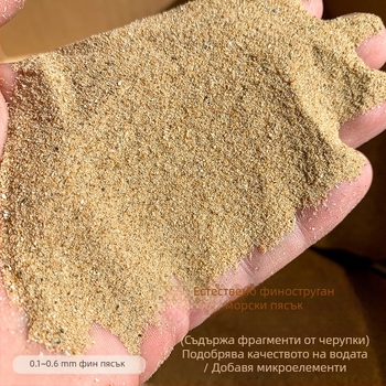 Естествен фин морски пясък за аквариум – основа за дъното и оформление, подходящ за костенурки и раци