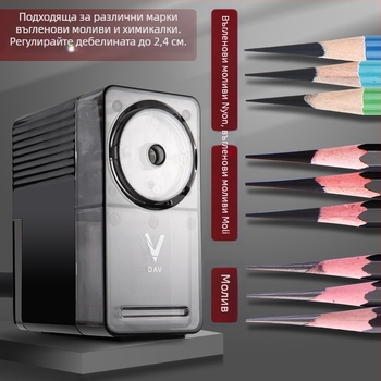 DAV V5V6 точилка за моливи за студенти по изкуствата – ръчно задвижвана точилка за графитни и въглени моливи, пластмасова конструкция, геометричен стил
