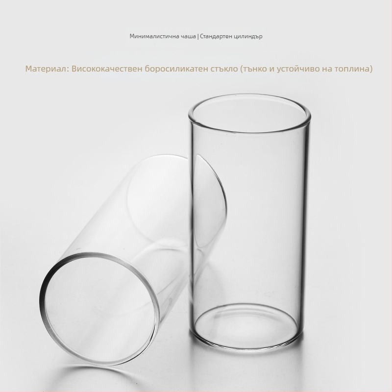 Коктейлна чаша цилиндрична форма — термоустойчива, боросиликатно стъкло, ръчна обработка.