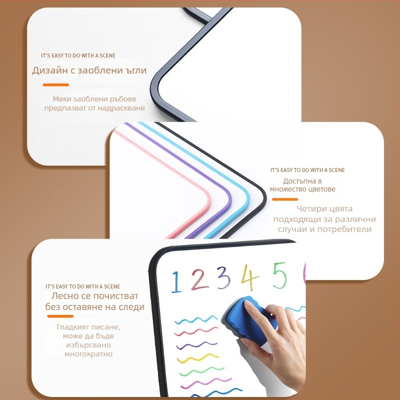 Reverse ръчно държана двустранна изтриваема бяла дъска с пластмасова рамка и панел, модел FZ-3986.