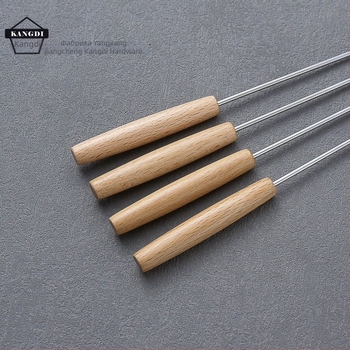 Вилица за горещ съд с дървена дръжка, неръждаема стомана, печат на лого и персонализиране