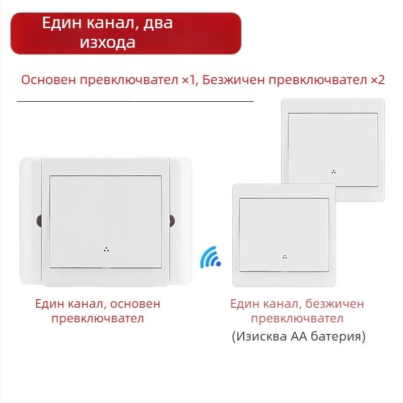 Безжичен превключвател с двойно управление за нощно осветление, лепящ панел, 220V