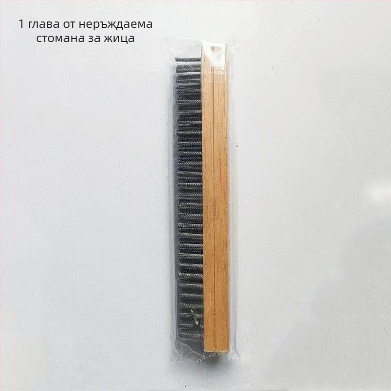 Барбекю четка за пица с медна тел и дървена дръжка за почистване на каменна пещ