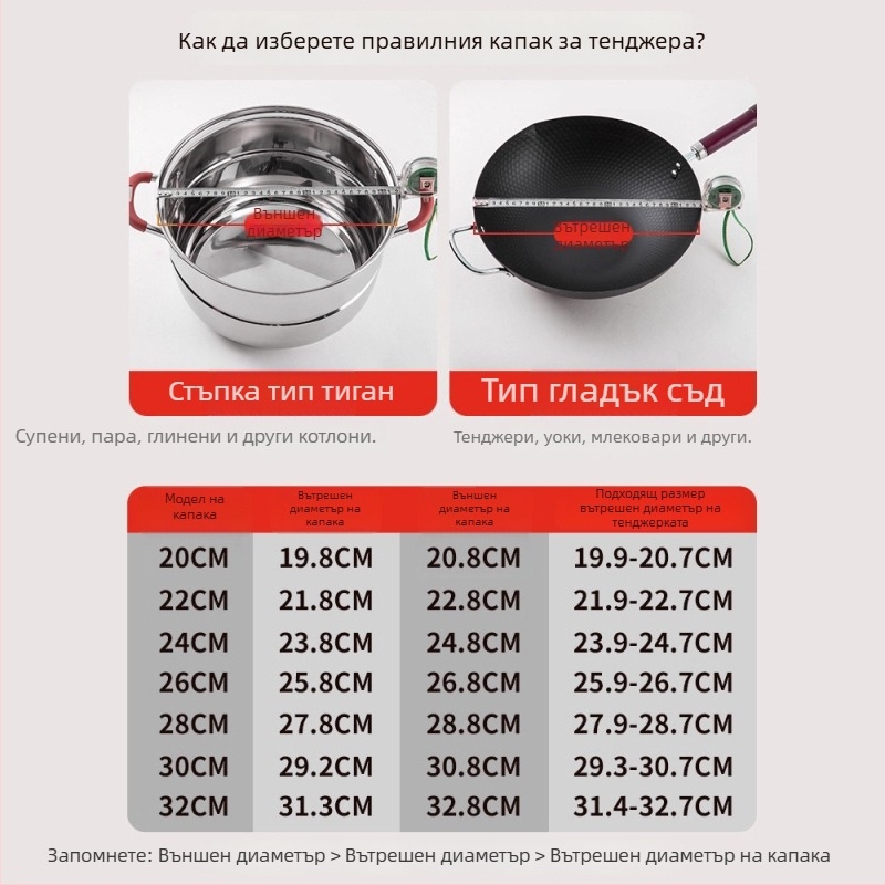 Универсален капак за тенджера - 304 неръждаема стомана, модел g001, 1.6 кг, Badman, модерна простота