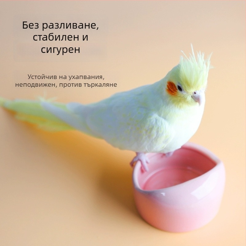Папагалска керамична водна купа и хранителен съд за клетка – Материал: Друго; Произход: Друго; Подходяща за аквариум; Само ръчно хранене