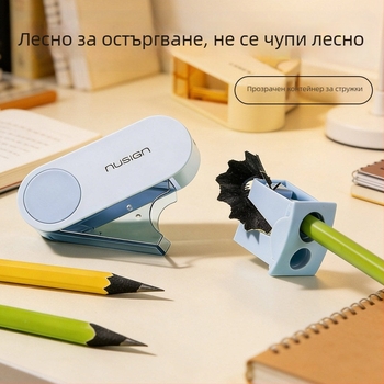 Deli точилка за моливи с две дупки, ръчна, въртяща се, преносима, пластмасова