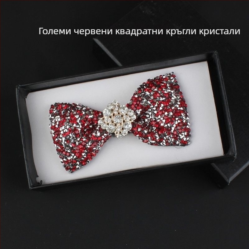 Панделкова вратовръзка с кристали и кожено ядро, унисекс аксесоар за официално облекло