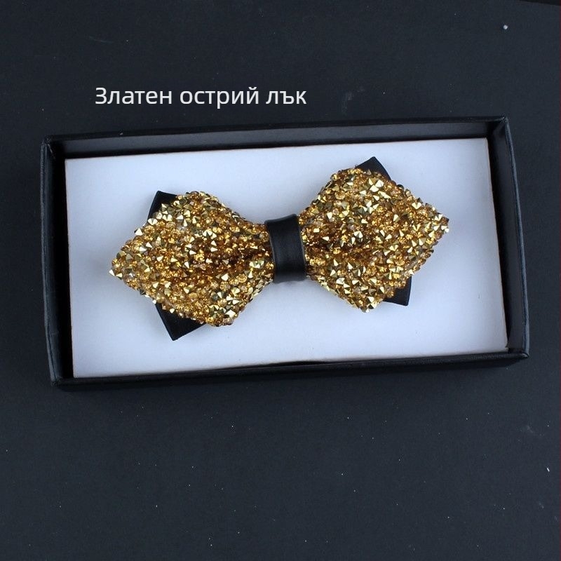 Панделкова вратовръзка с кристали и кожено ядро, унисекс аксесоар за официално облекло