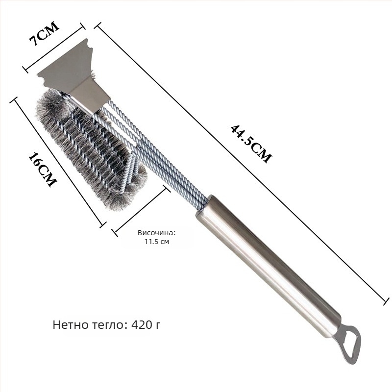 Четка за барбекю със стоманени телени влакна, PP дръжка, пакет 50 бр.