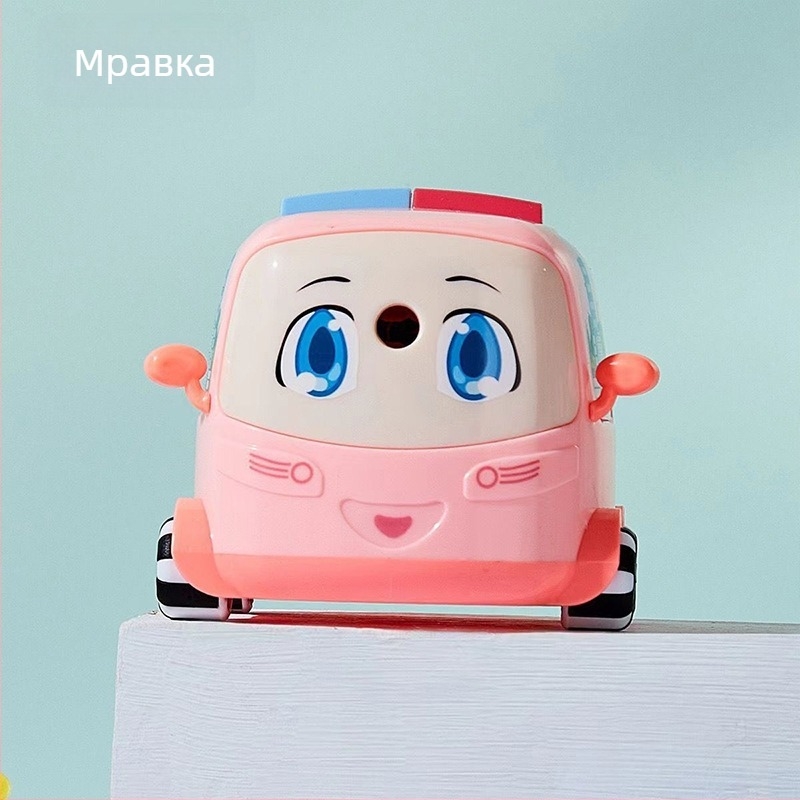 Моливник – дизайн на анимационен автобус, ръчно завъртане, регулирана дебелина на графита, модел 1502, пластмаса