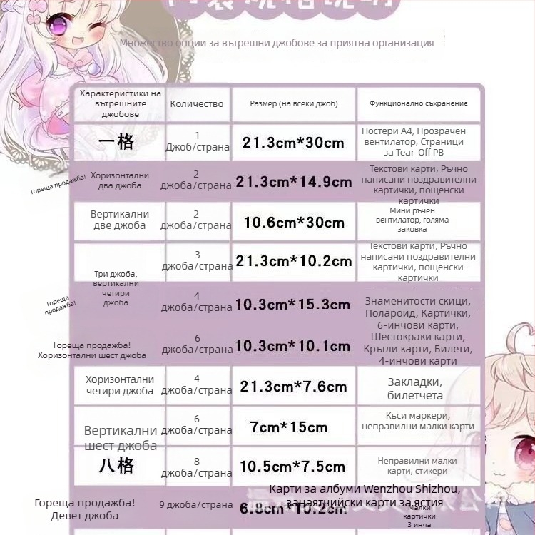 Вътрешни страници за фотоалбум с прозрачно PP джобове, заменяеми, съвместими с дупки 4 и 6, 10 или 25 листа