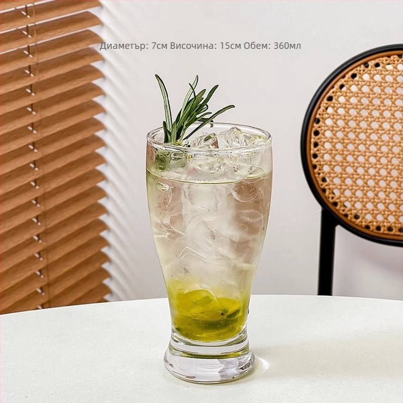 Чаша за коктейли, в стил ураган, стъклена, модерен минимализъм, персонализация и печат на лого