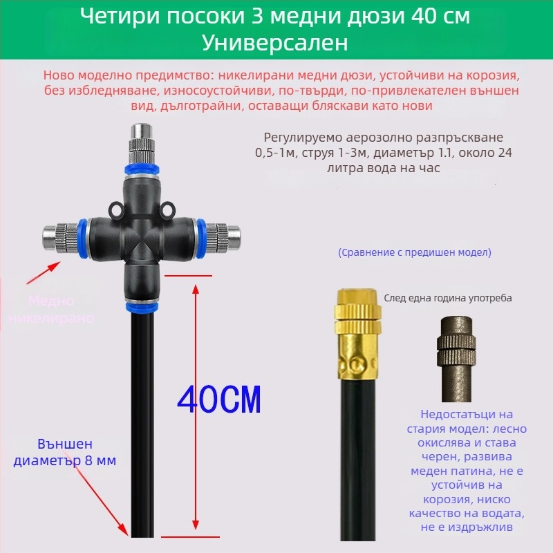Lejin Микроразпръскваща серия система за поливане – мед и ПЕ; за домашно градинарство, земеделие и обществени зелени площи