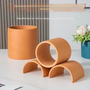 Декорация за костенурки: убежище с двойен вход, естествена плочена тераса, шестоъгълна пещера и катерачна структура за костенуркови аквариуми