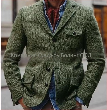 Мъжко сако за костюм, стегнат силует, ред от 4 копчета, текстура рибена кост, найлонова смес, четири сезона, лек бизнес стил