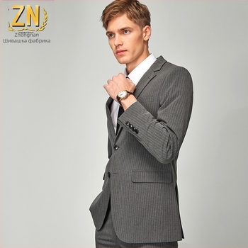 Мъжко сако с райета, Slim-fit, антигладящо, 70% полиестер, 28% вискоза, 2% еластан, плоска яка, едноредово закопчаване с две копчета