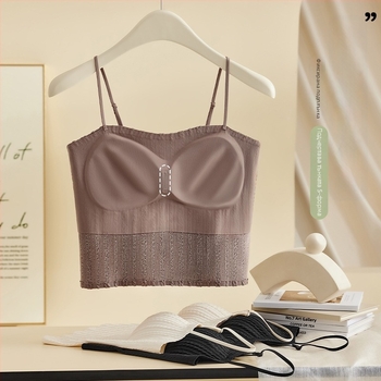 Женска безпрезрамкова бюст обвивка, чашка 3/4, горна тънка/долна дебела форма, дишащ полиестер с пшенични влакна