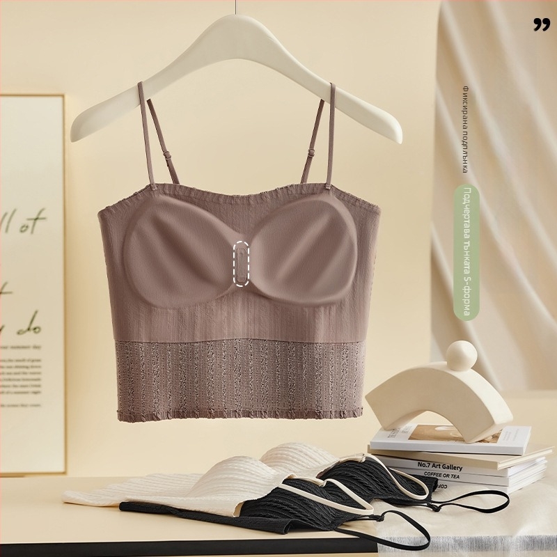 Женска безпрезрамкова бюст обвивка, чашка 3/4, горна тънка/долна дебела форма, дишащ полиестер с пшенични влакна