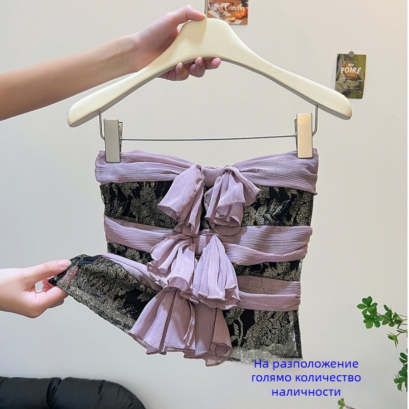 Тръбест топ без презрамки с черепен мотив, висока талия, урбан стил, полиестер, есен 2025