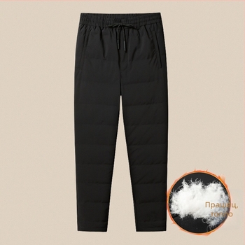 Мъжки пухени панталони, прав крак, средна талия, връзка за стягане, полиестерно-блендована тъкан