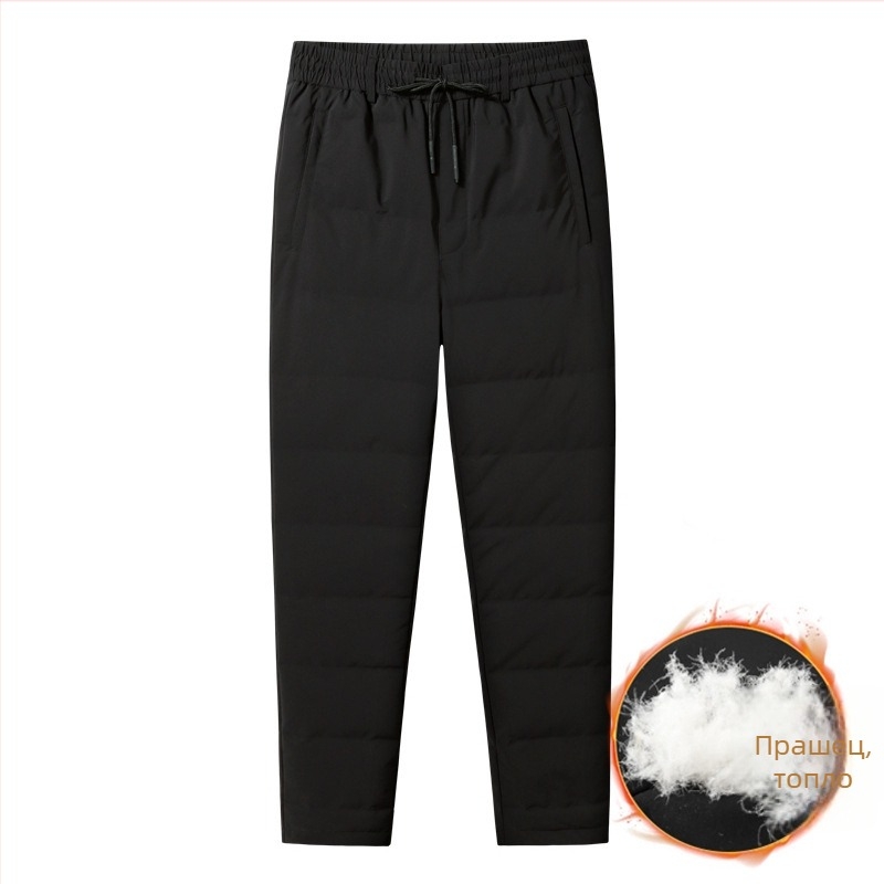 Мъжки пухени панталони, прав крак, средна талия, връзка за стягане, полиестерно-блендована тъкан