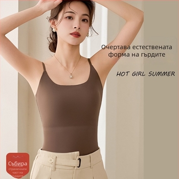 Нейлонов охлаждащ потник с фиксирани чашки, тънък модел чашки, чашки с пълно покритие, до талията